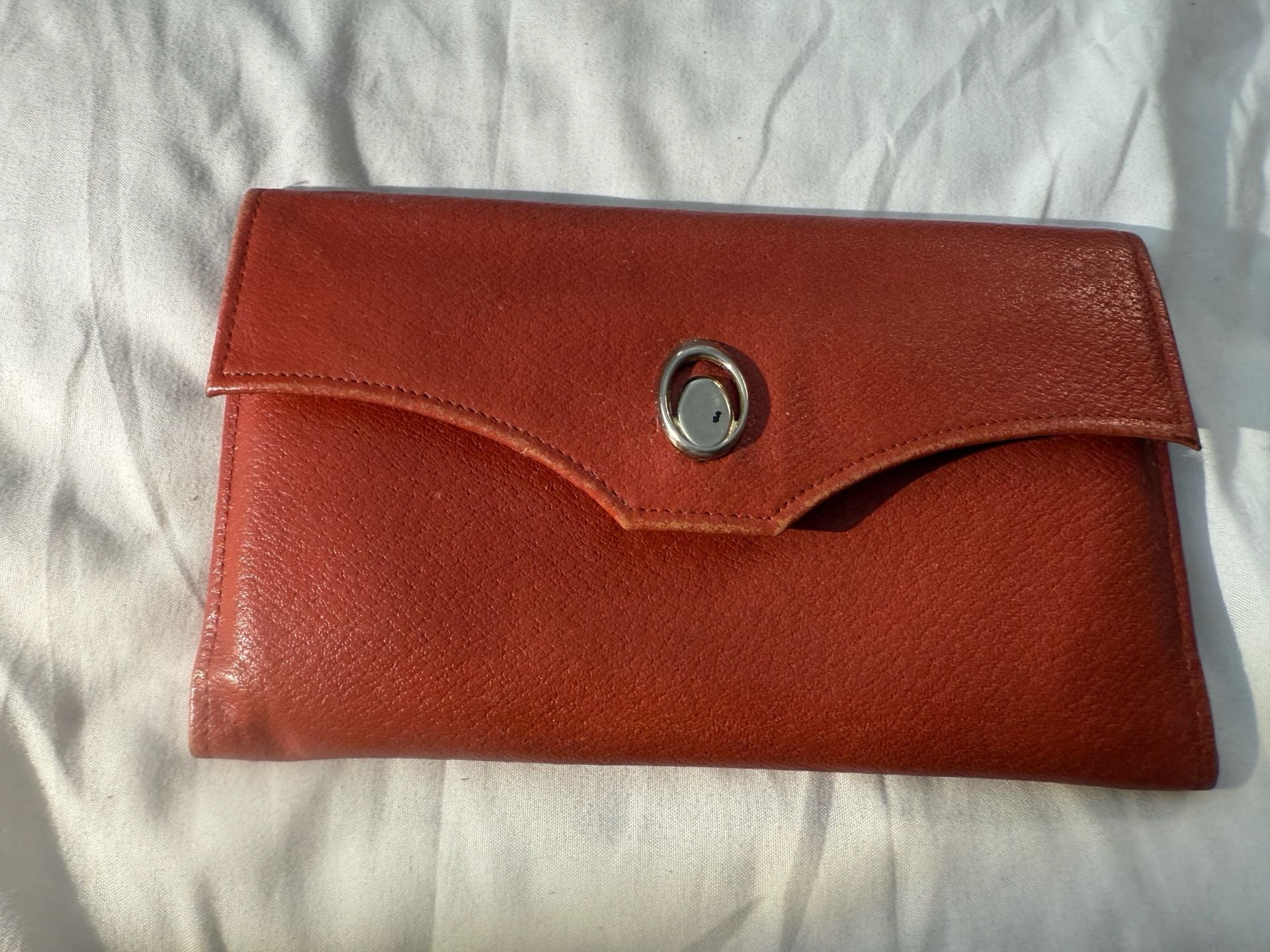 Red Leather Wallet Clutch 2
