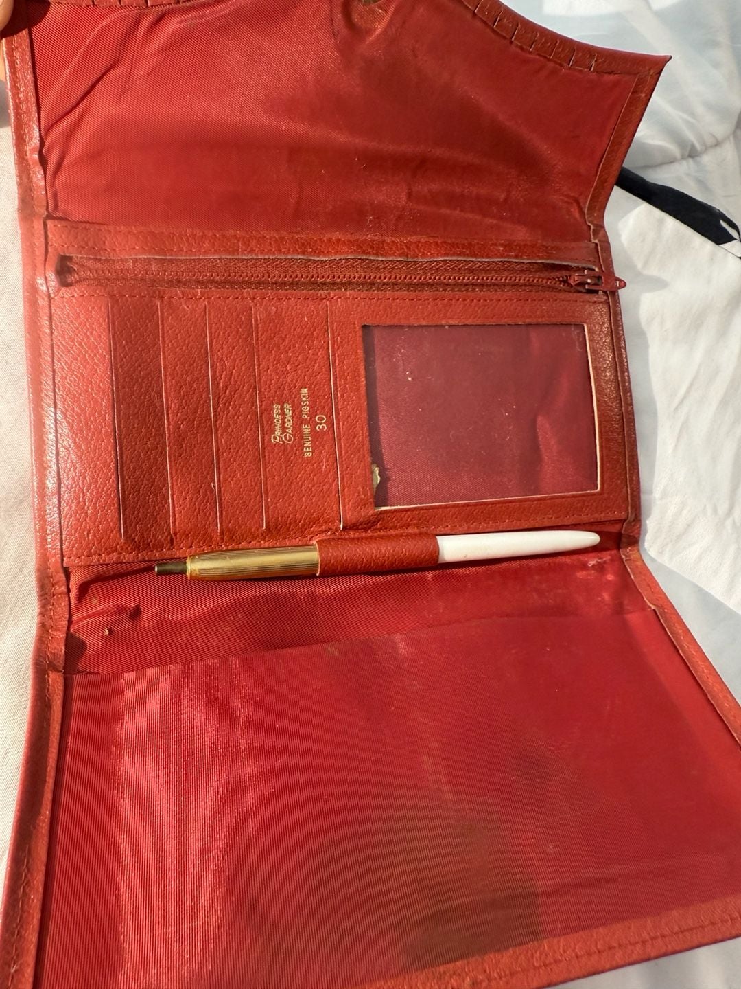 Red Leather Wallet Clutch 8