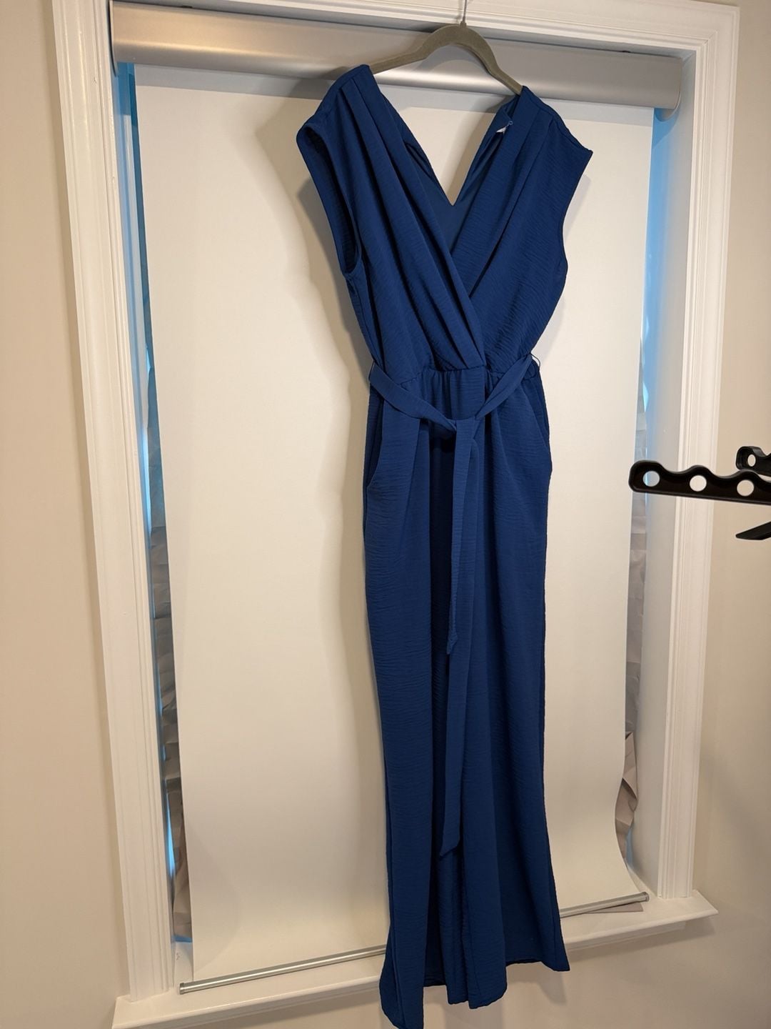 Luxology Surplice Bodice Tie-Front Jumpsuit Size M Blue 6