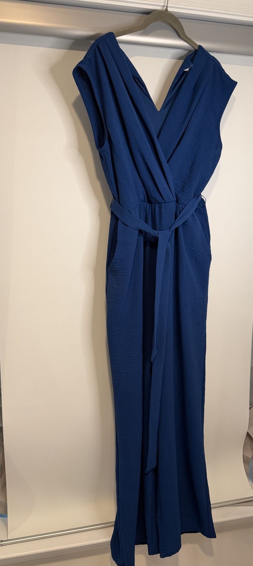 Luxology Surplice Bodice Tie-Front Jumpsuit Size M Blue 3