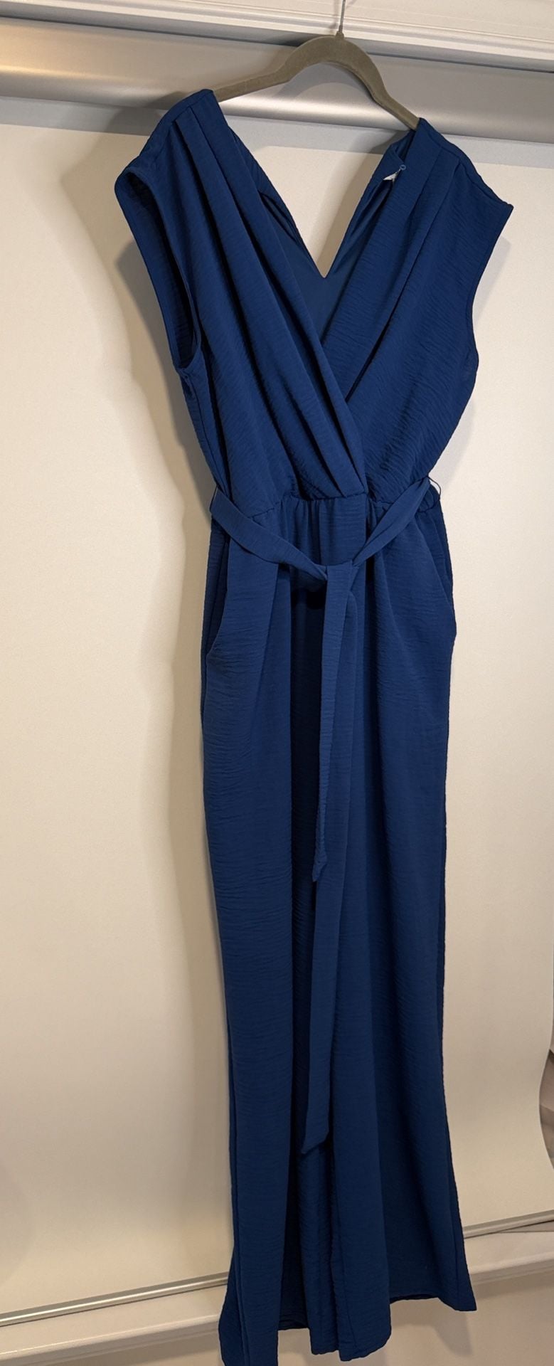 Luxology Surplice Bodice Tie-Front Jumpsuit Size M Blue 4