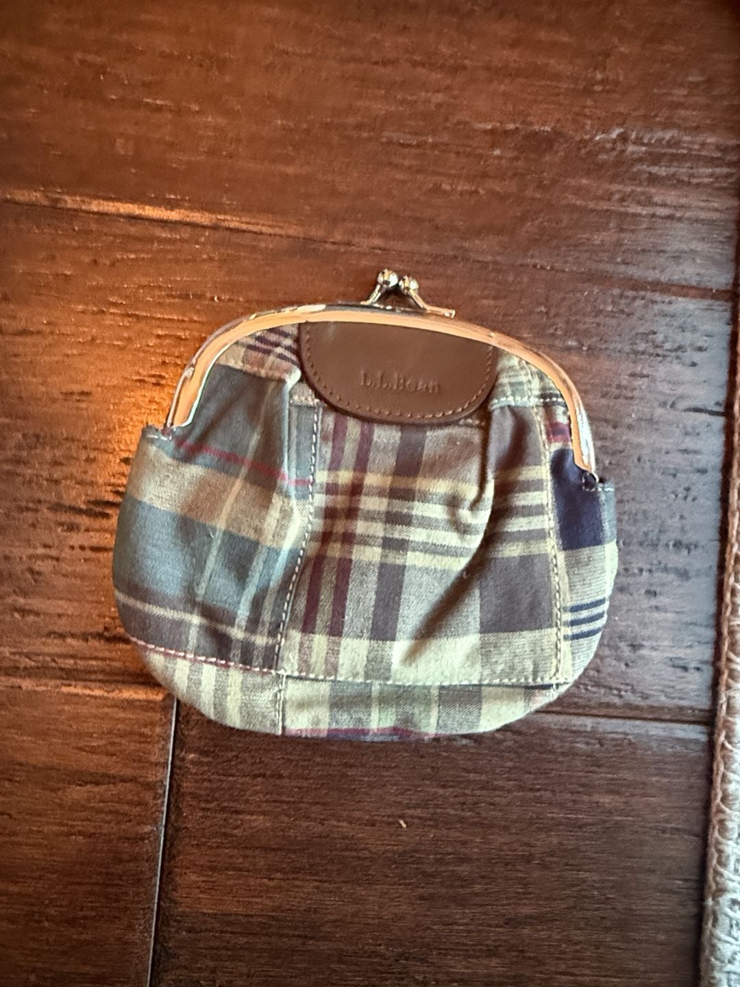 L.L. Bean Plaid Flannel Kisslock Coin Purse Wallet 2