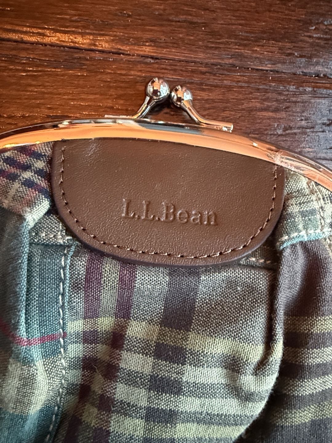 L.L. Bean Plaid Flannel Kisslock Coin Purse Wallet 3