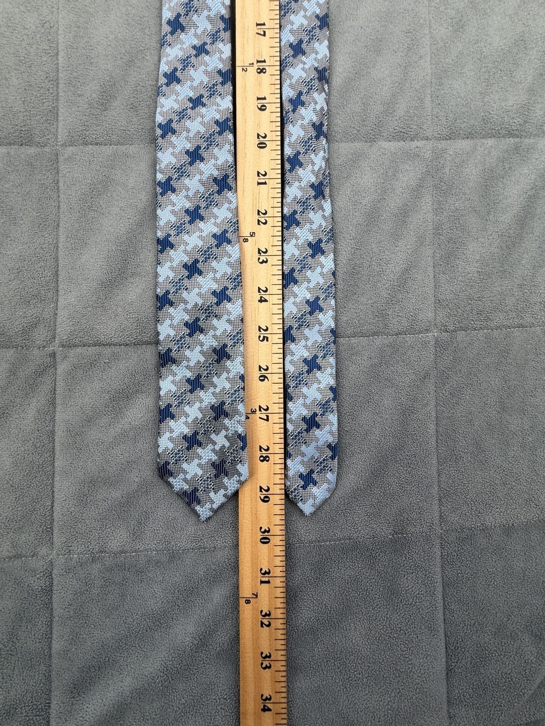 Imani Uomo Blue Houndstooth Silk Touch Micro Fibre Necktie Hand Made 8