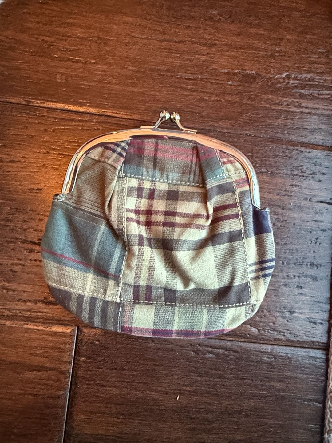 L.L. Bean Plaid Flannel Kisslock Coin Purse Wallet 4