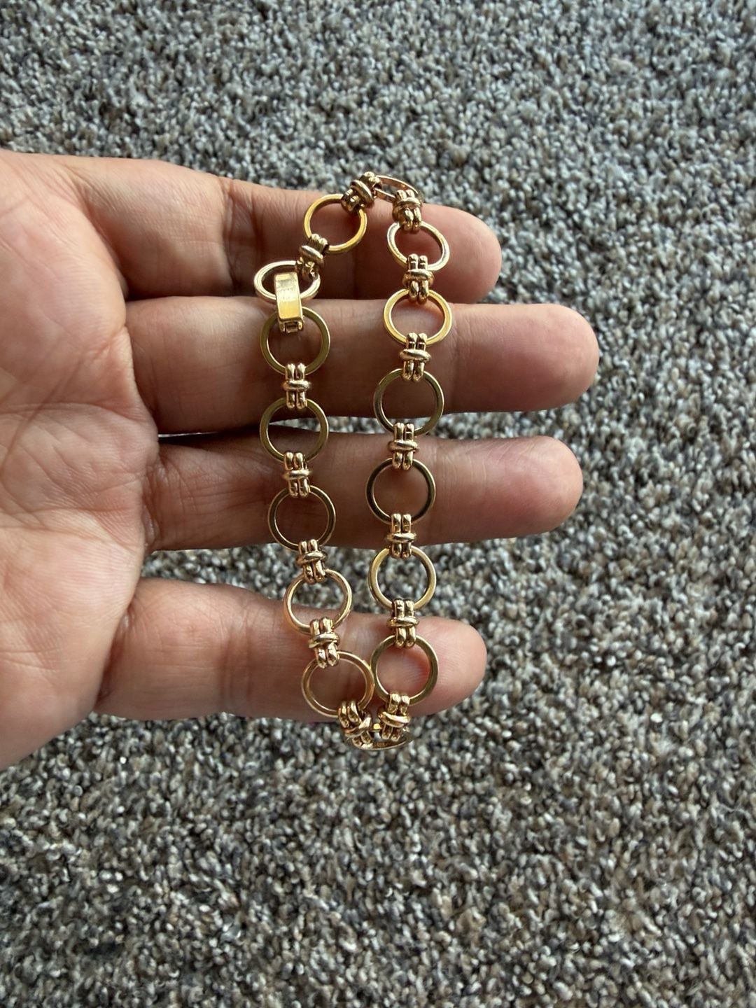 Vintage Gold Tone Interlocking Circle Link Bracelet 3