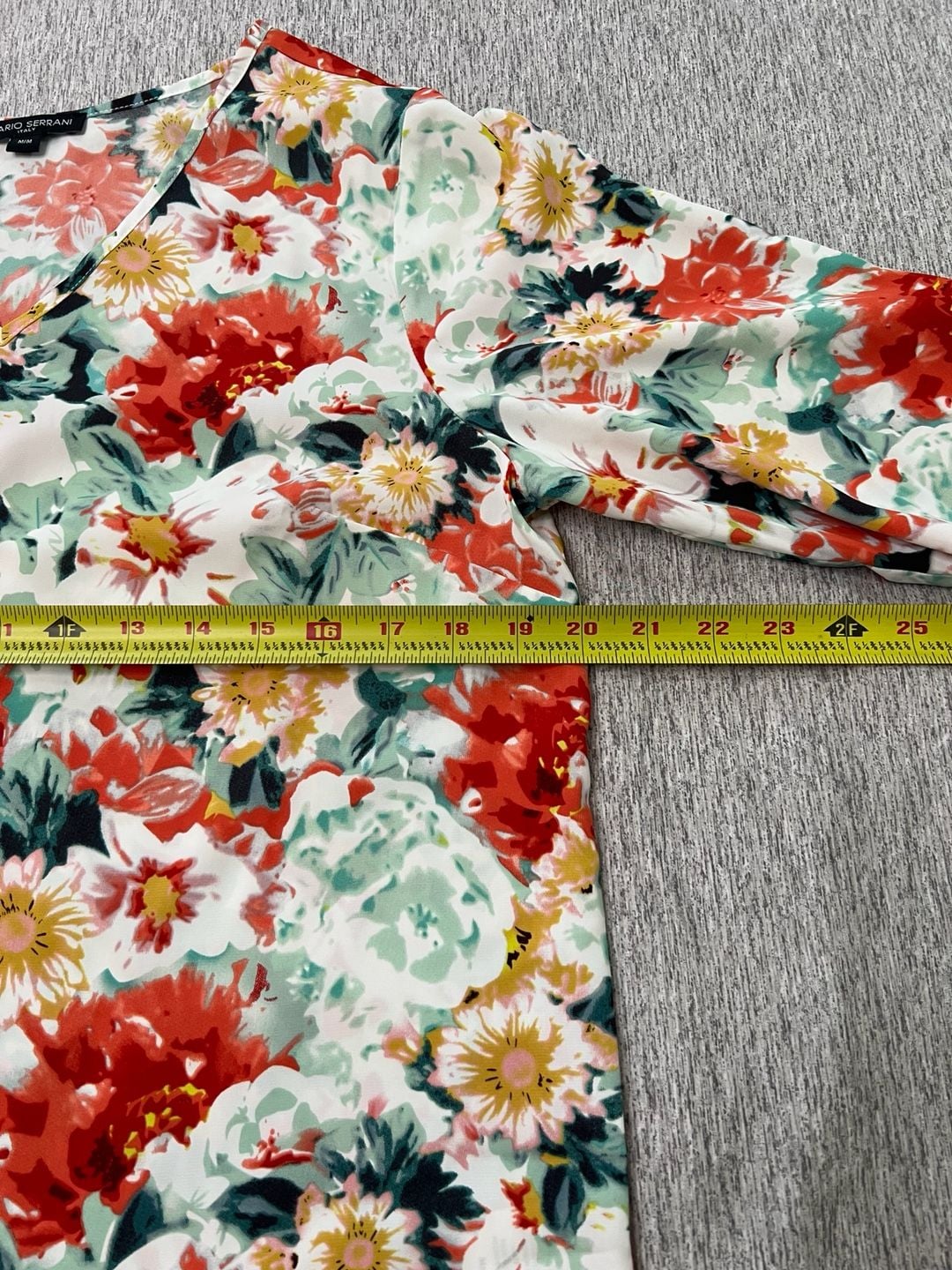Mario Serrani Women’s M Floral Blouse V-Neck 3/4 Sleeve Multicolor Tunic Top 5