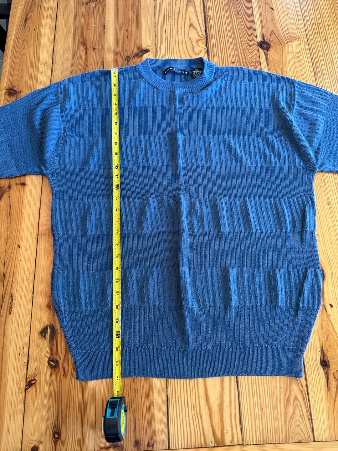 Baracuta Short Sleeve Knit Sweater Size XXL Blue Rayon Cotton 7