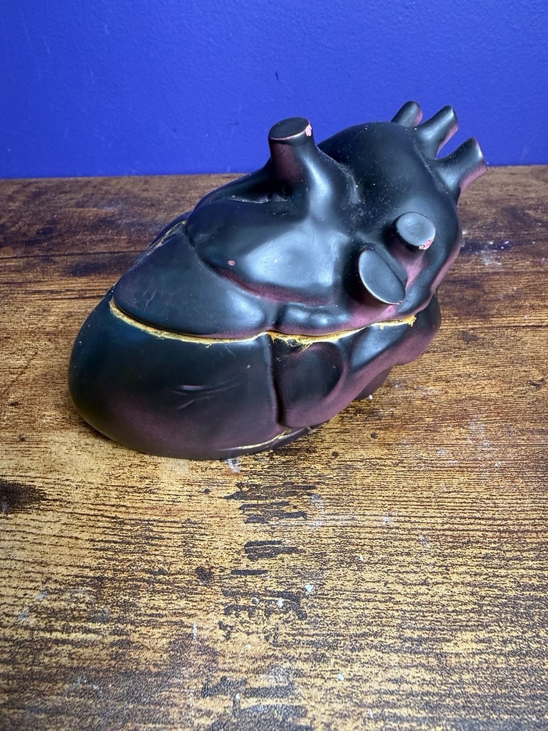 Handmade Gothic Anatomical Heart Trinket Box Black red Gold 1