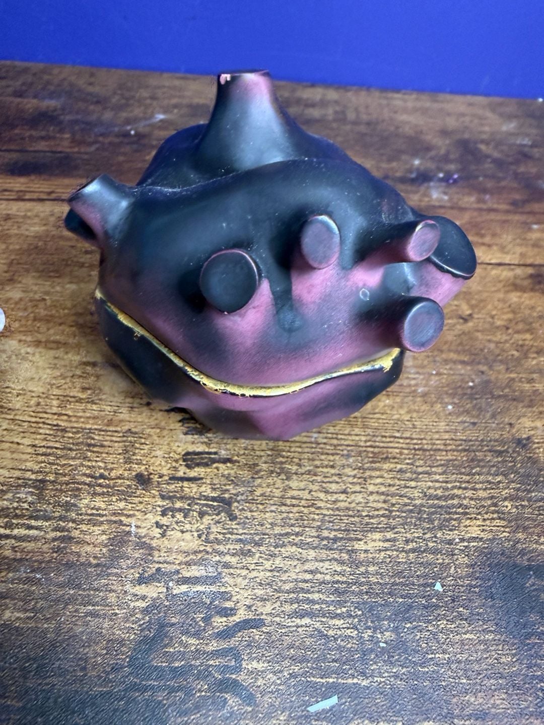 Handmade Gothic Anatomical Heart Trinket Box Black red Gold 4