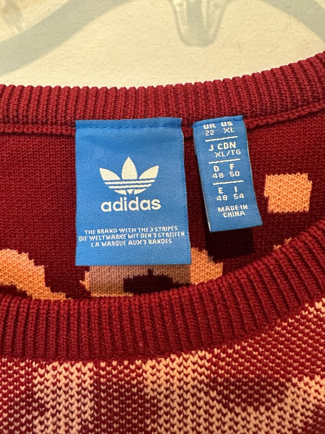 Adidas Practice Attitude Knit Tee Size XL Burgundy Oversized Graphic 3