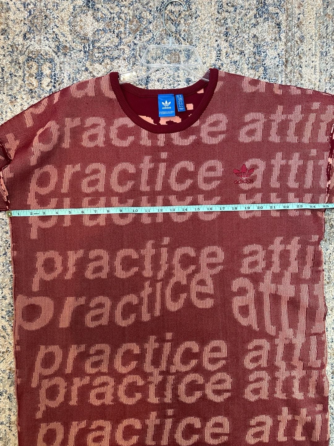 Adidas Practice Attitude Knit Tee Size XL Burgundy Oversized Graphic 7