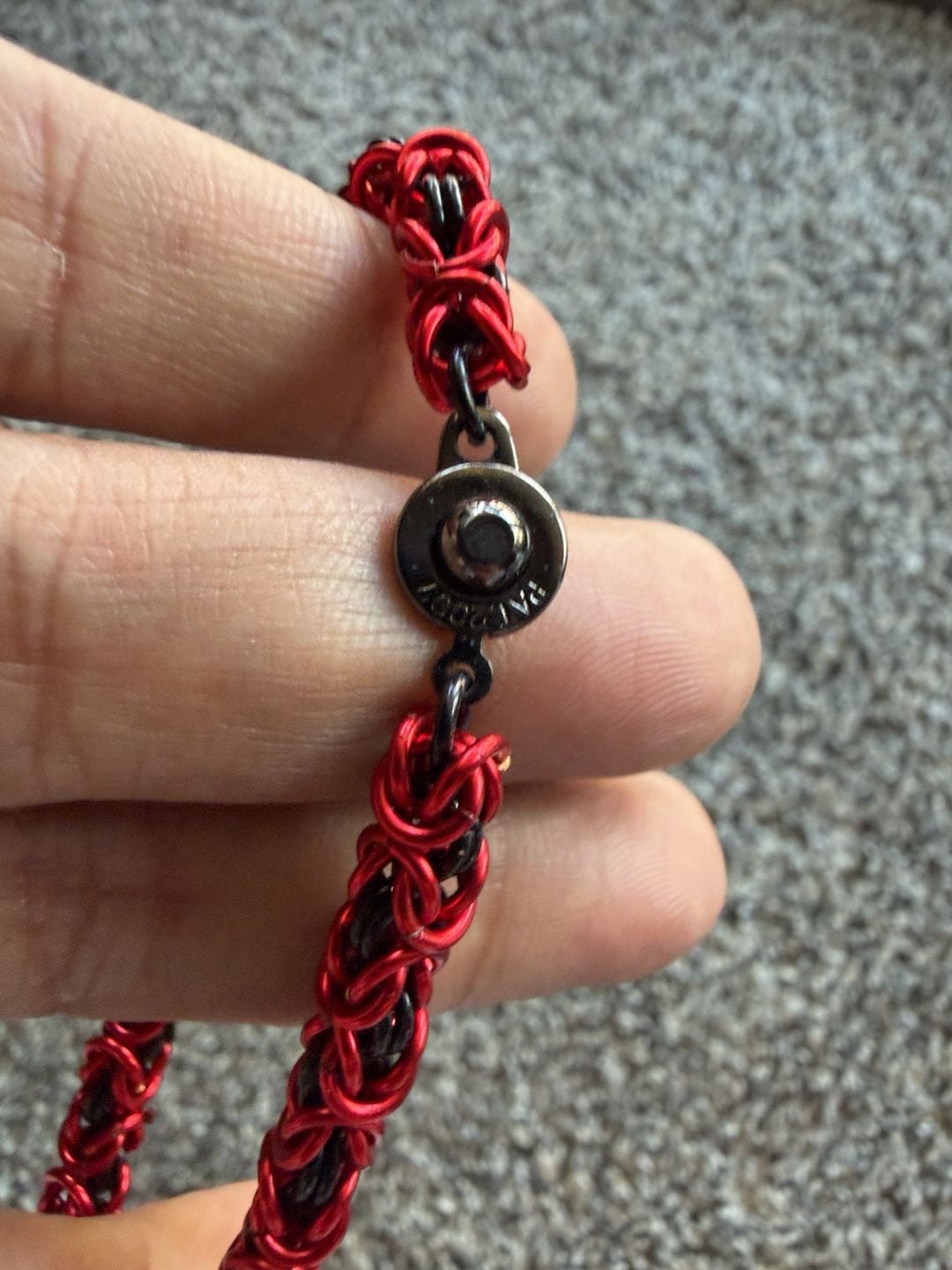 Chainmail Byzantine Red and Silver Bracelet 7
