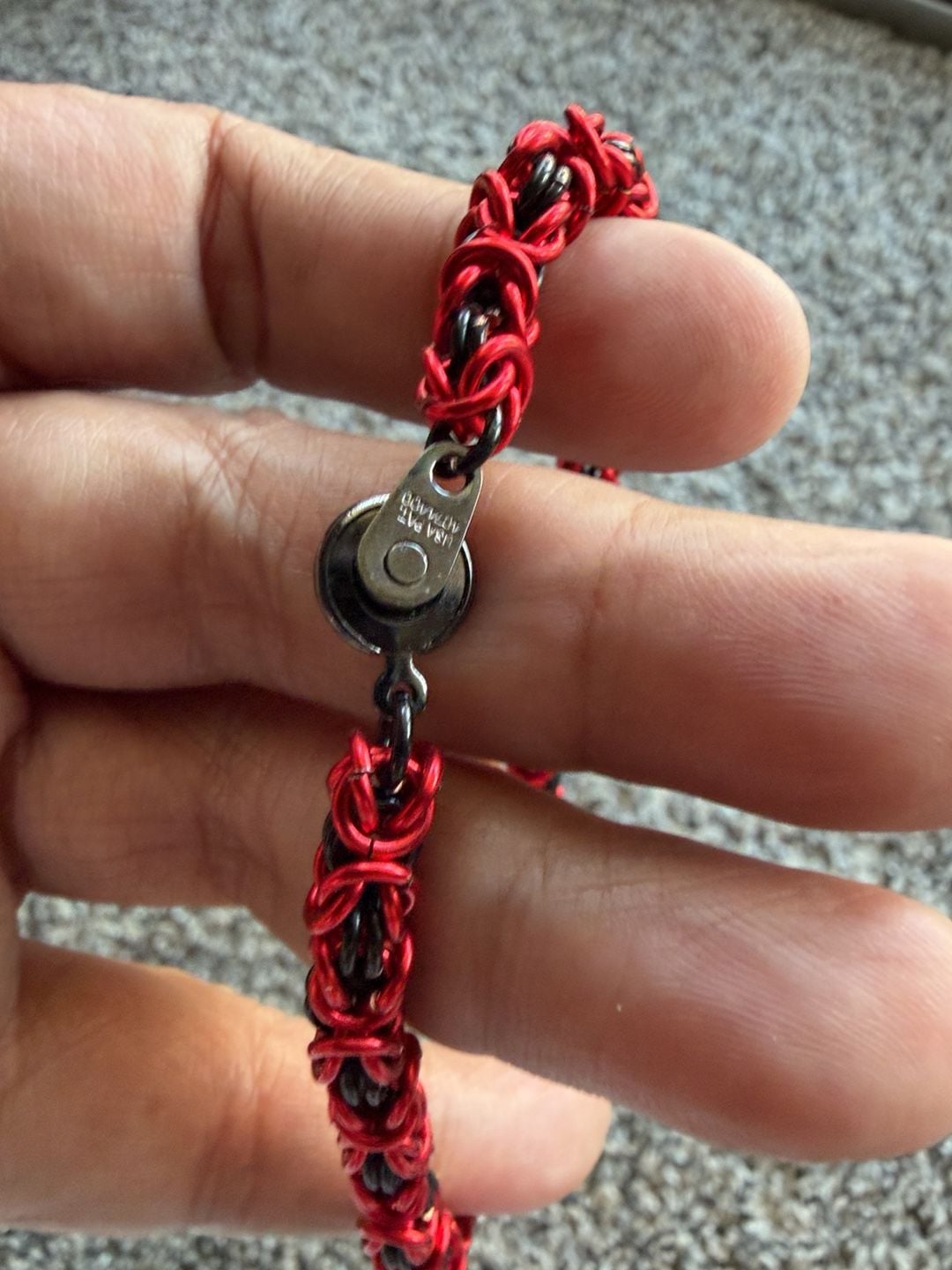 Chainmail Byzantine Red and Silver Bracelet 8