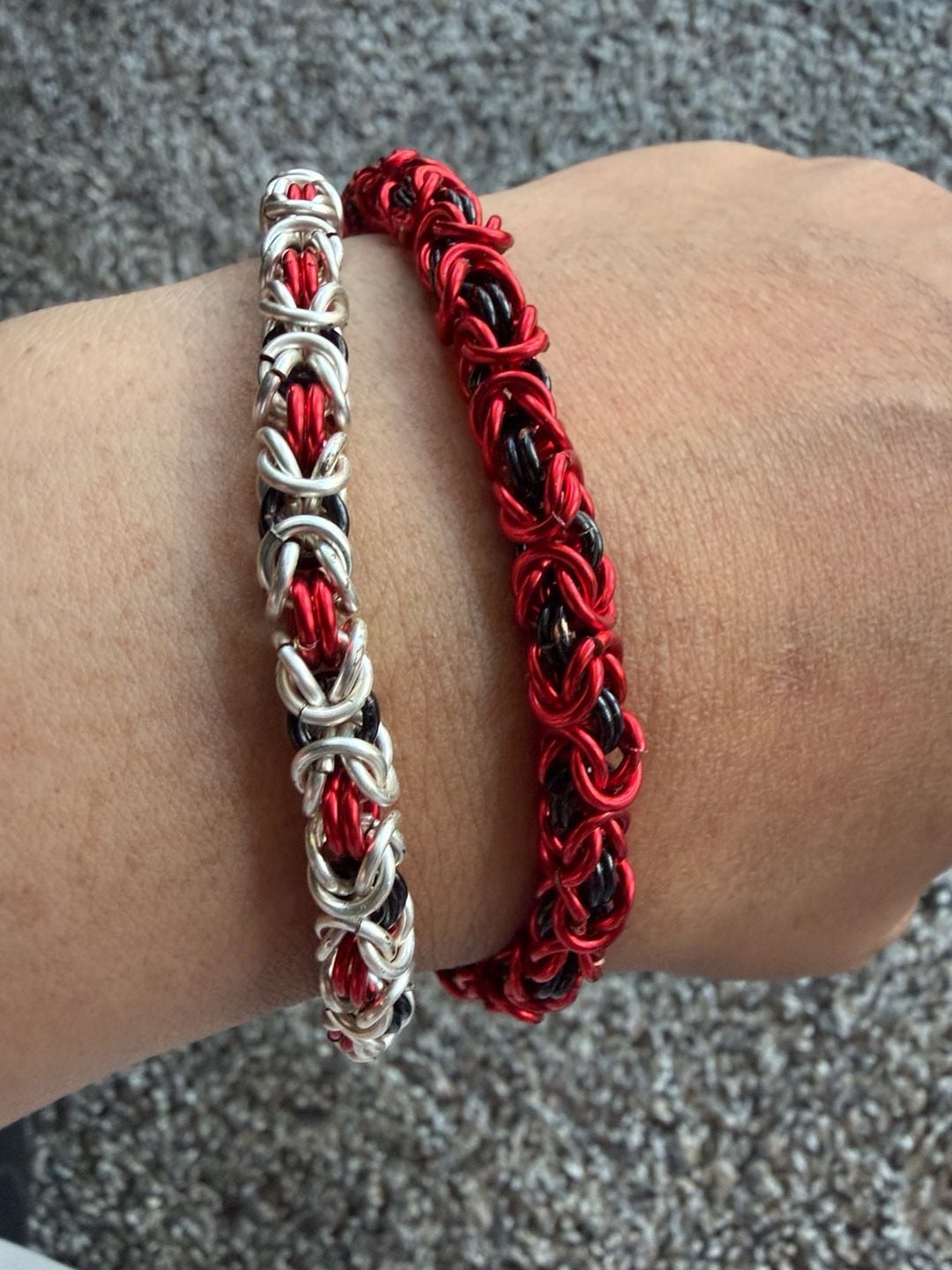 Chainmail Byzantine Red and Silver Bracelet 10