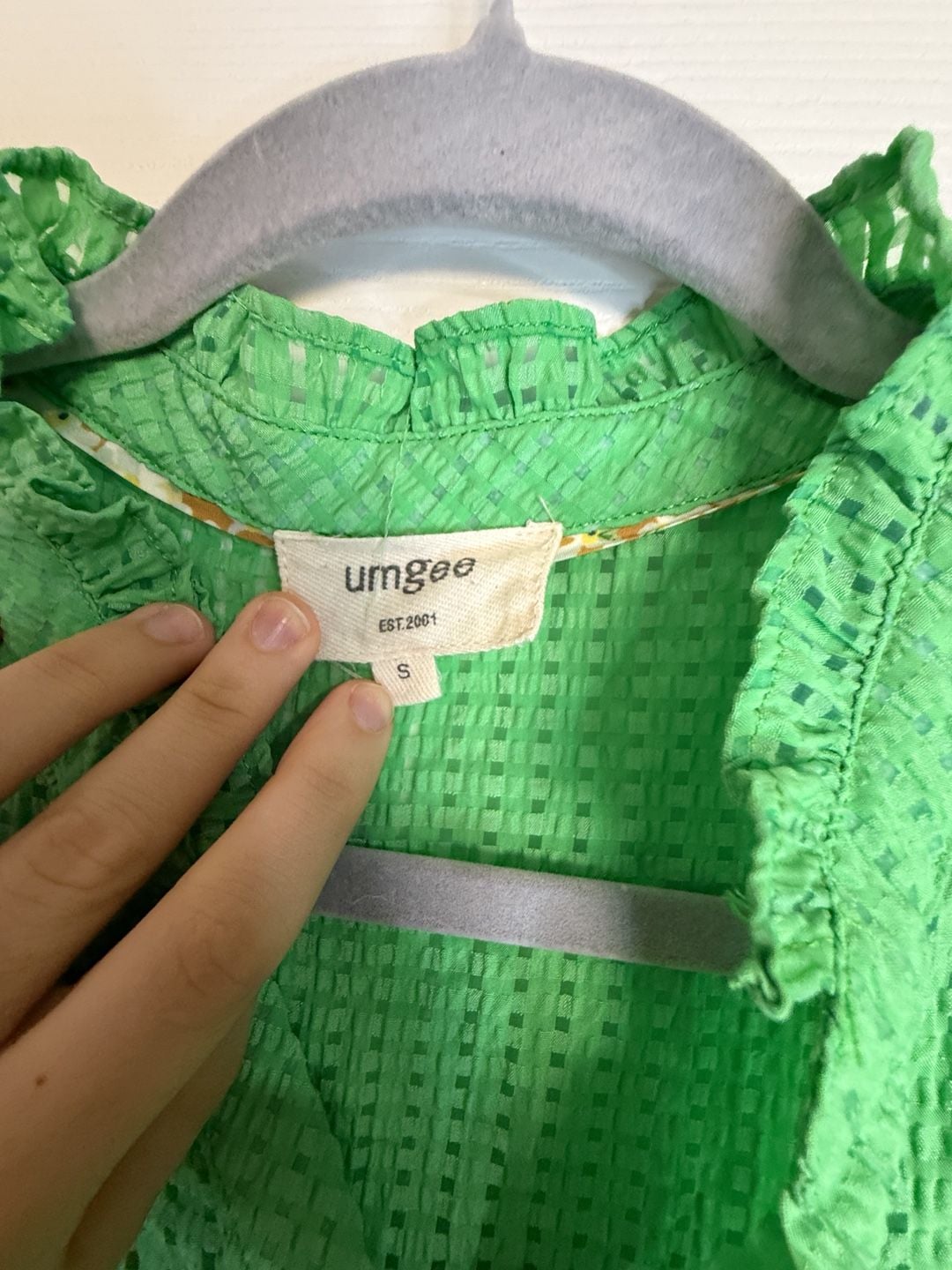 Umgee Embroidered Floral Tunic Dress Size S Green Short Sleeve 3