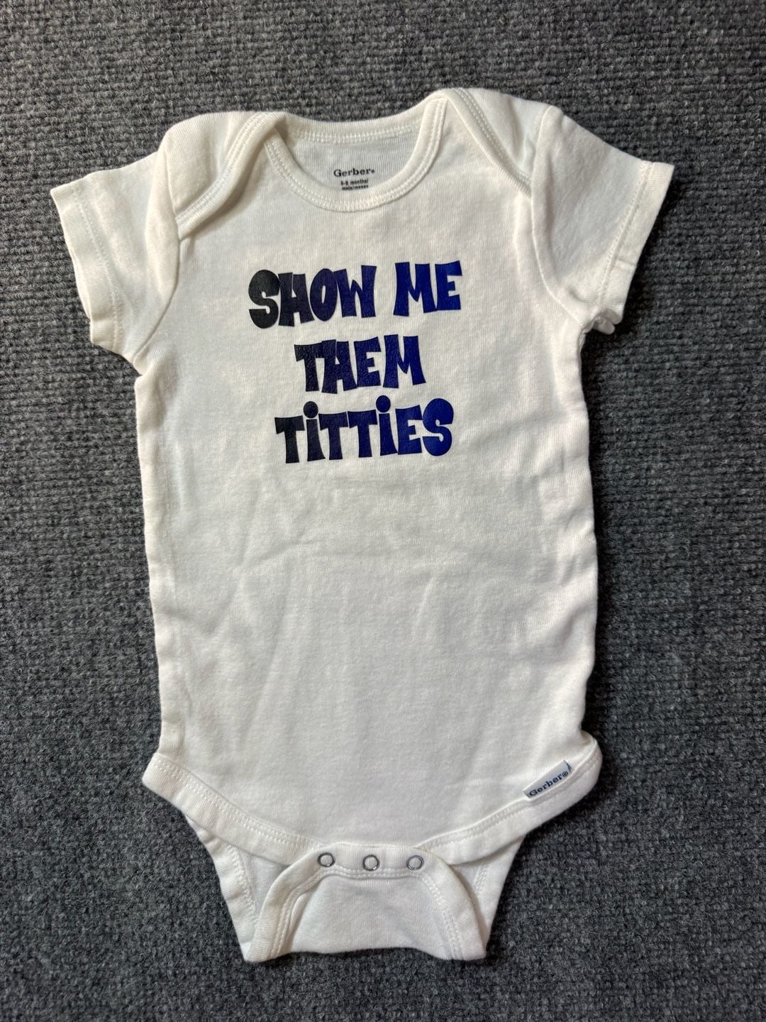 Custom made Gerber Novelty Baby Onesie Size 6-9 Months White 2