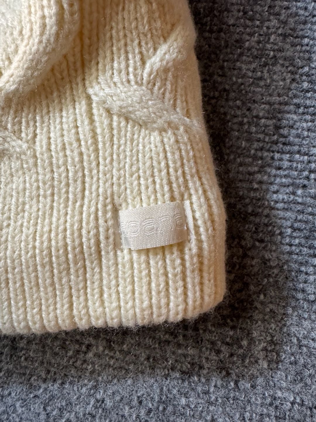 Apana Fleece Lined Chunky Beanie Off White Knit Hat 3