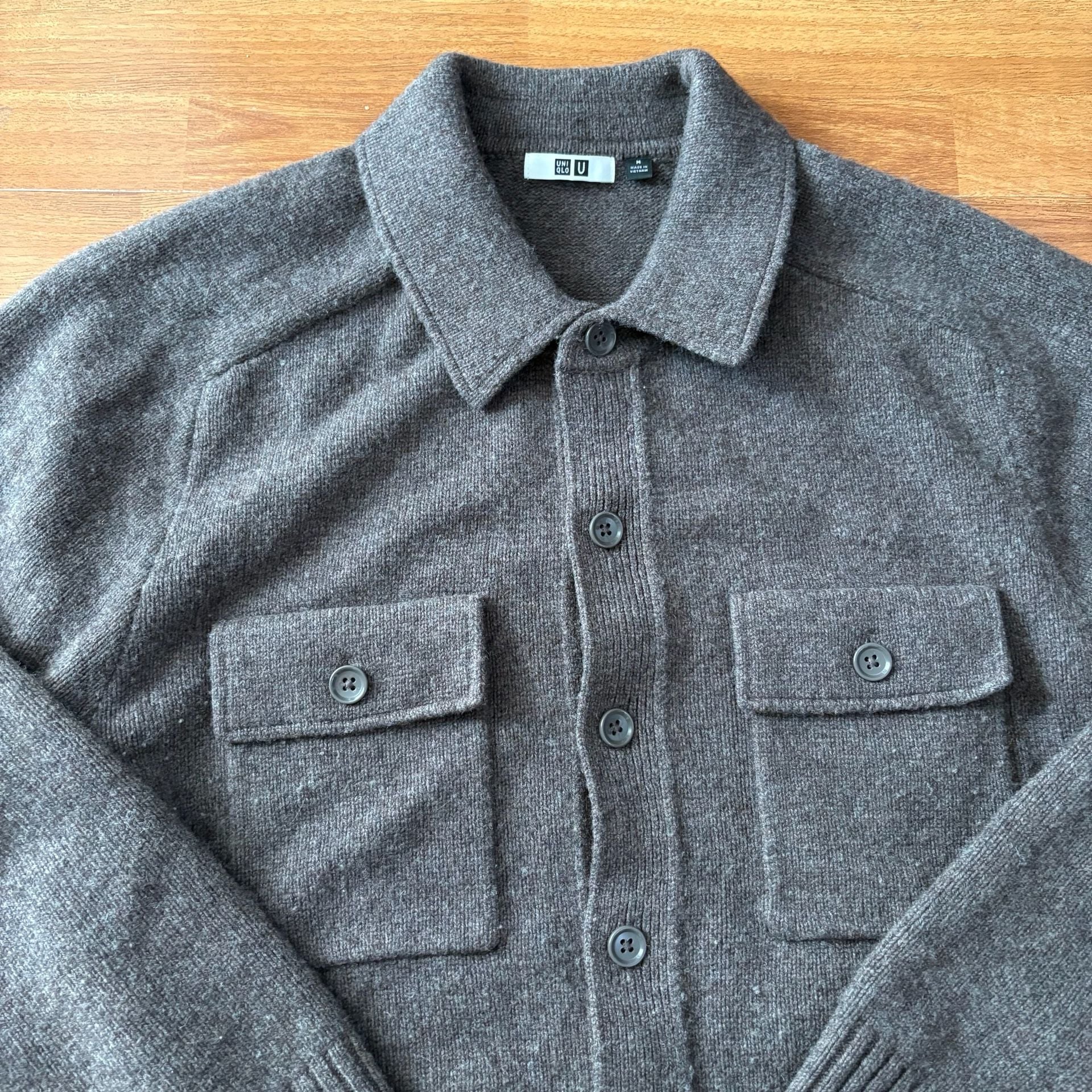 Uniqlo U Wool Cardigan Jacket Size M Brown 3