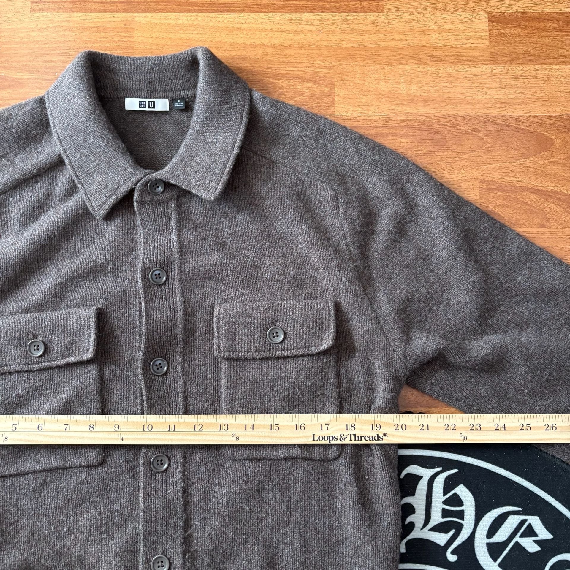 Uniqlo U Wool Cardigan Jacket Size M Brown 7