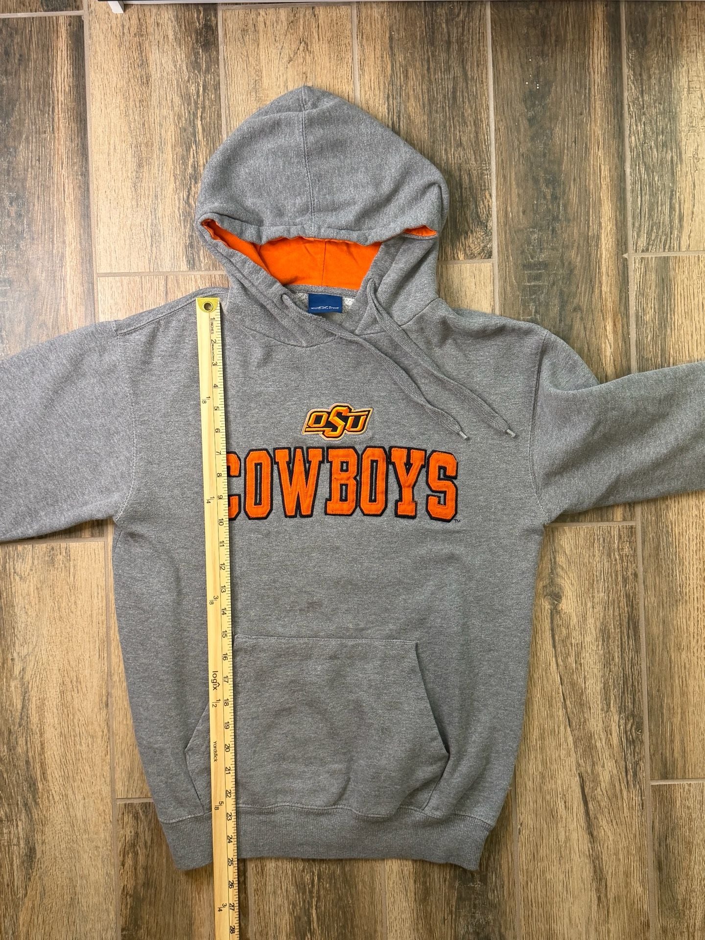 Vintage Oklahoma State Cowboys Hoodie Old Varsity Brand Gray Orange Adult S 7