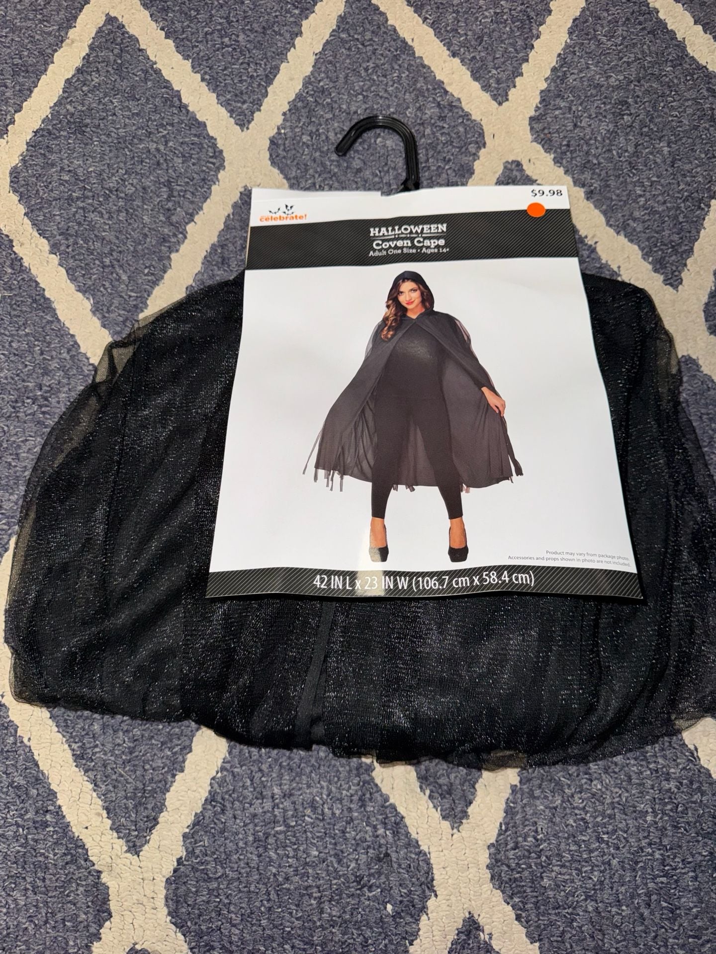 Halloween Coven Cape Adult One Size Black Hooded 1