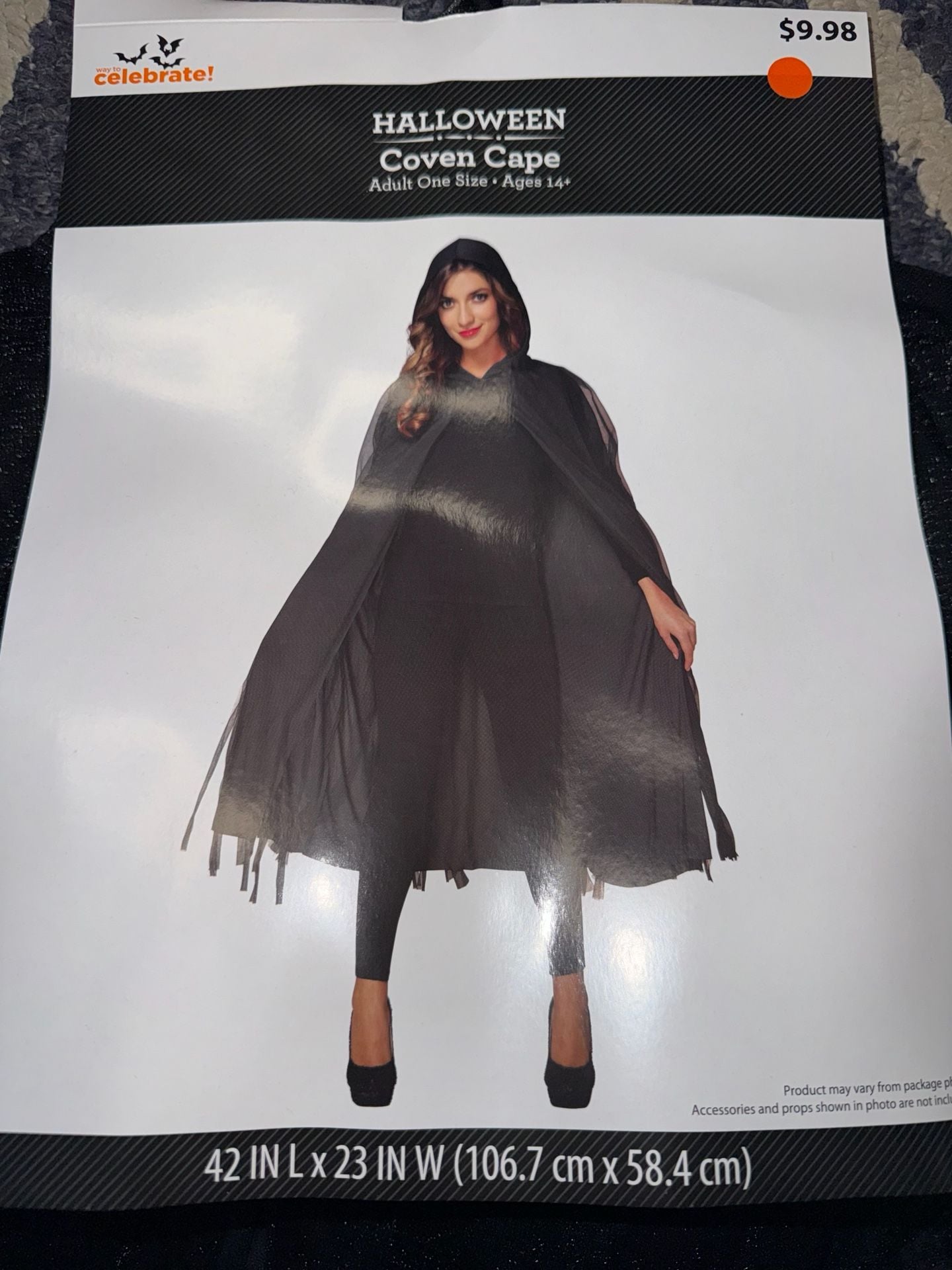 Halloween Coven Cape Adult One Size Black Hooded 2