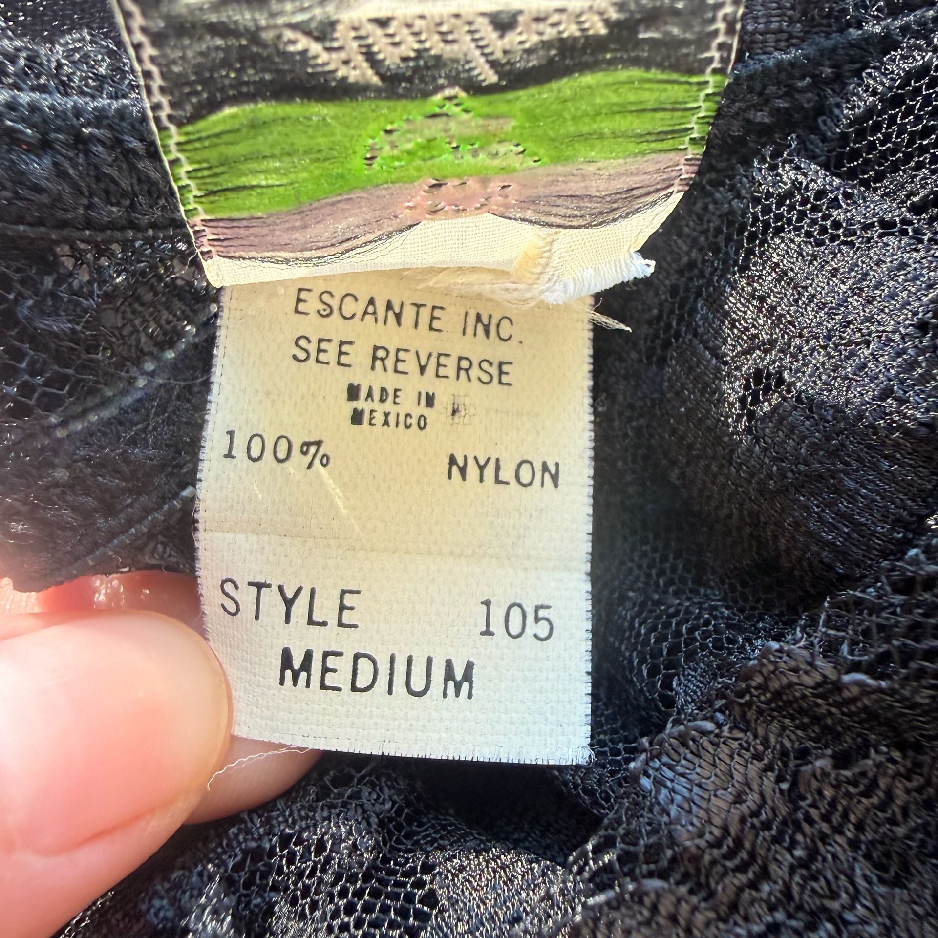 Vintage Black Lace Babydoll Lingerie Dress Nylon 10