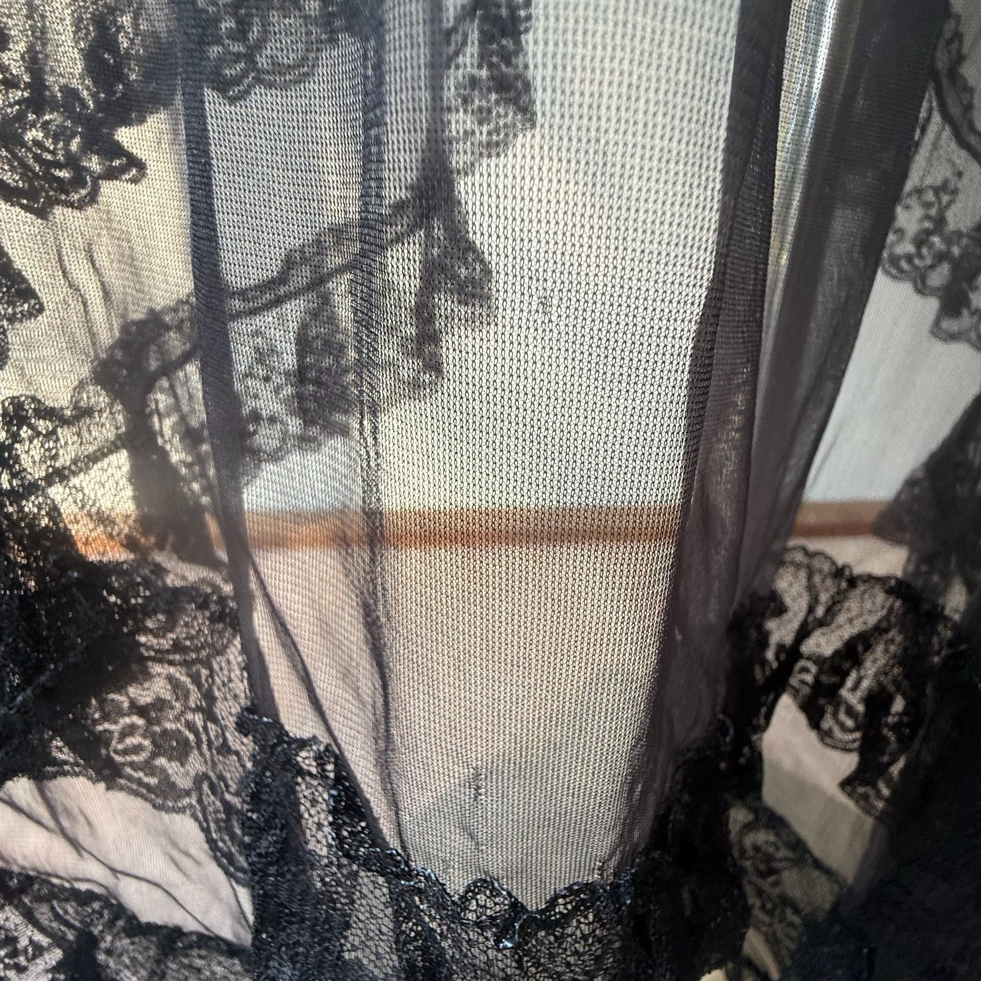 Vintage Black Lace Babydoll Lingerie Dress Nylon 11