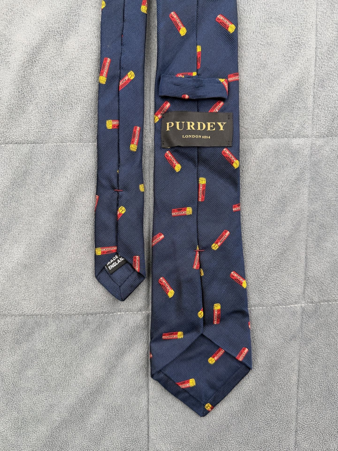 Purdey London 1814 Tumbling Cartridges Silk Tie Navy New With Tags 2