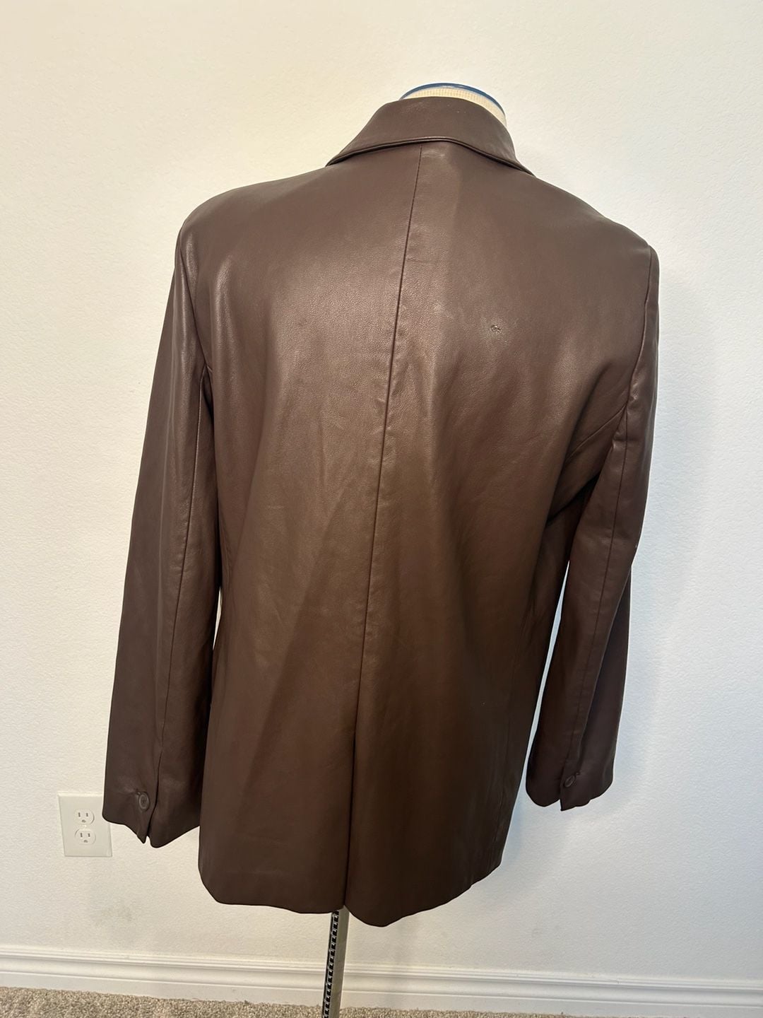 FIFTEEN TWENTY Faux Leather Blazer Size L Brown 3