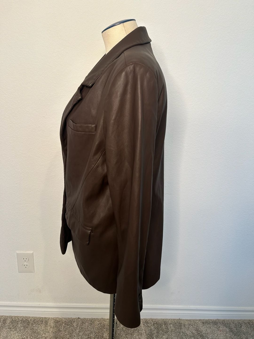 FIFTEEN TWENTY Faux Leather Blazer Size L Brown 4