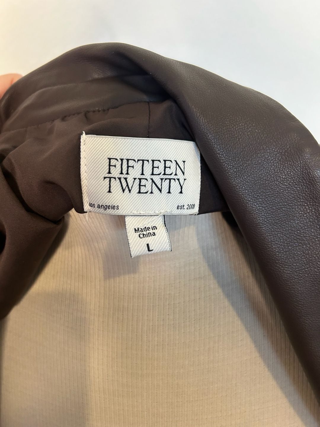 FIFTEEN TWENTY Faux Leather Blazer Size L Brown 7