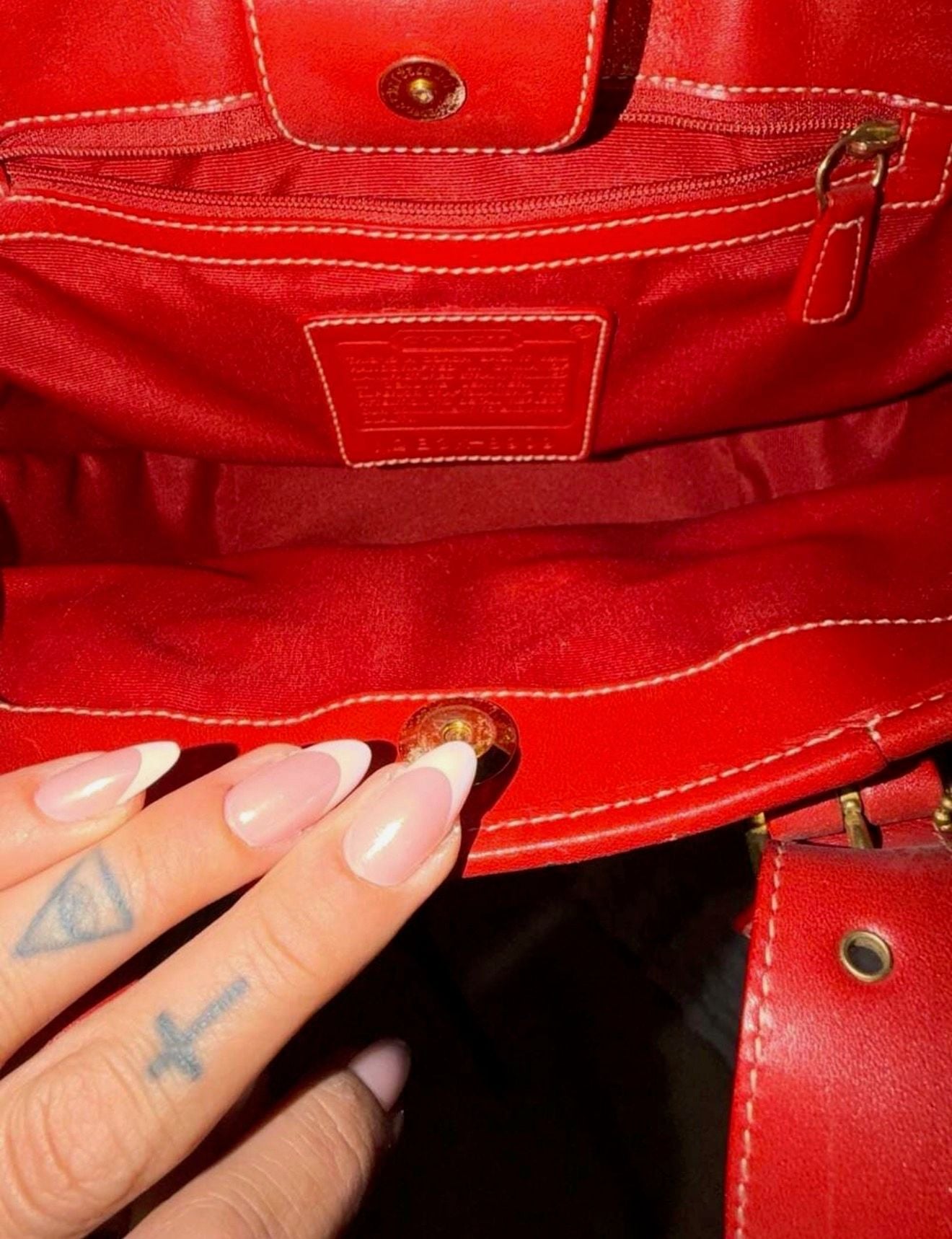 Coach Red Leather Trim Straw Tote Bag B3K-8909 4