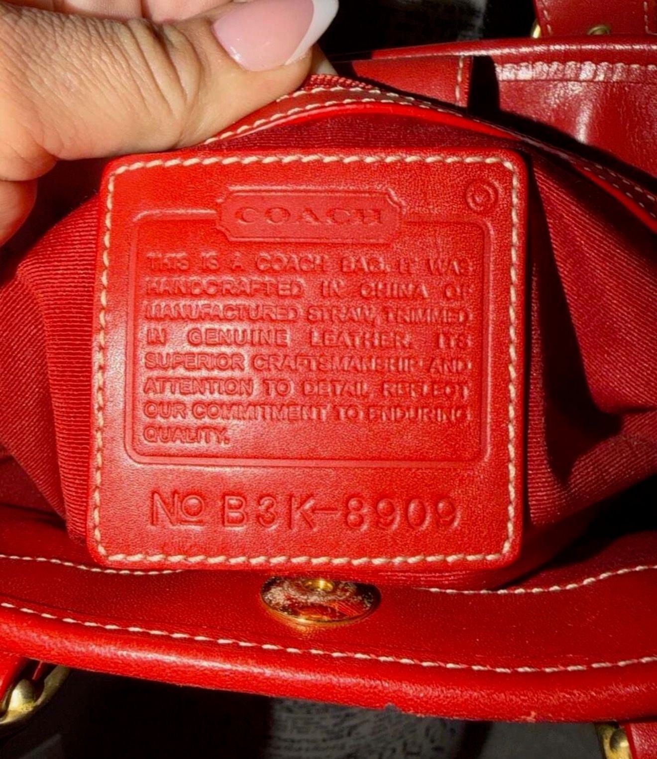 Coach Red Leather Trim Straw Tote Bag B3K-8909 5