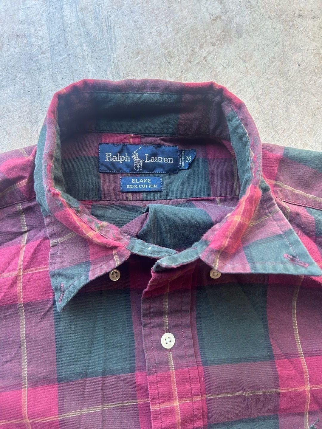 Ralph Lauren Blake Plaid Long Sleeve Shirt Size M Red Green Cotton 3