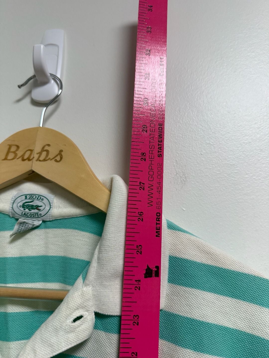 IZOD Lacoste Vintage Striped Polo Shirt Size L Green White Cotton 7