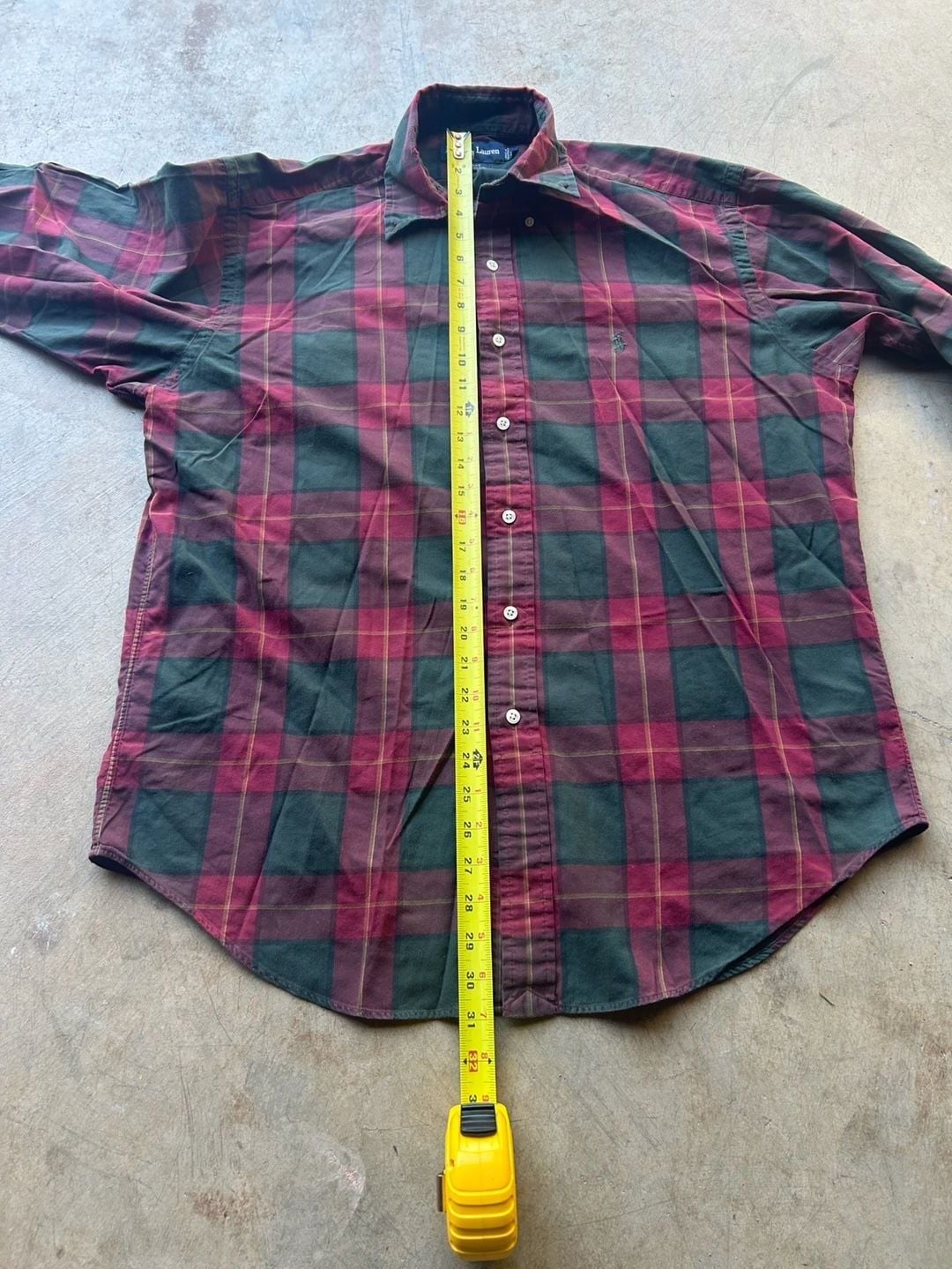 Ralph Lauren Blake Plaid Long Sleeve Shirt Size M Red Green Cotton 4