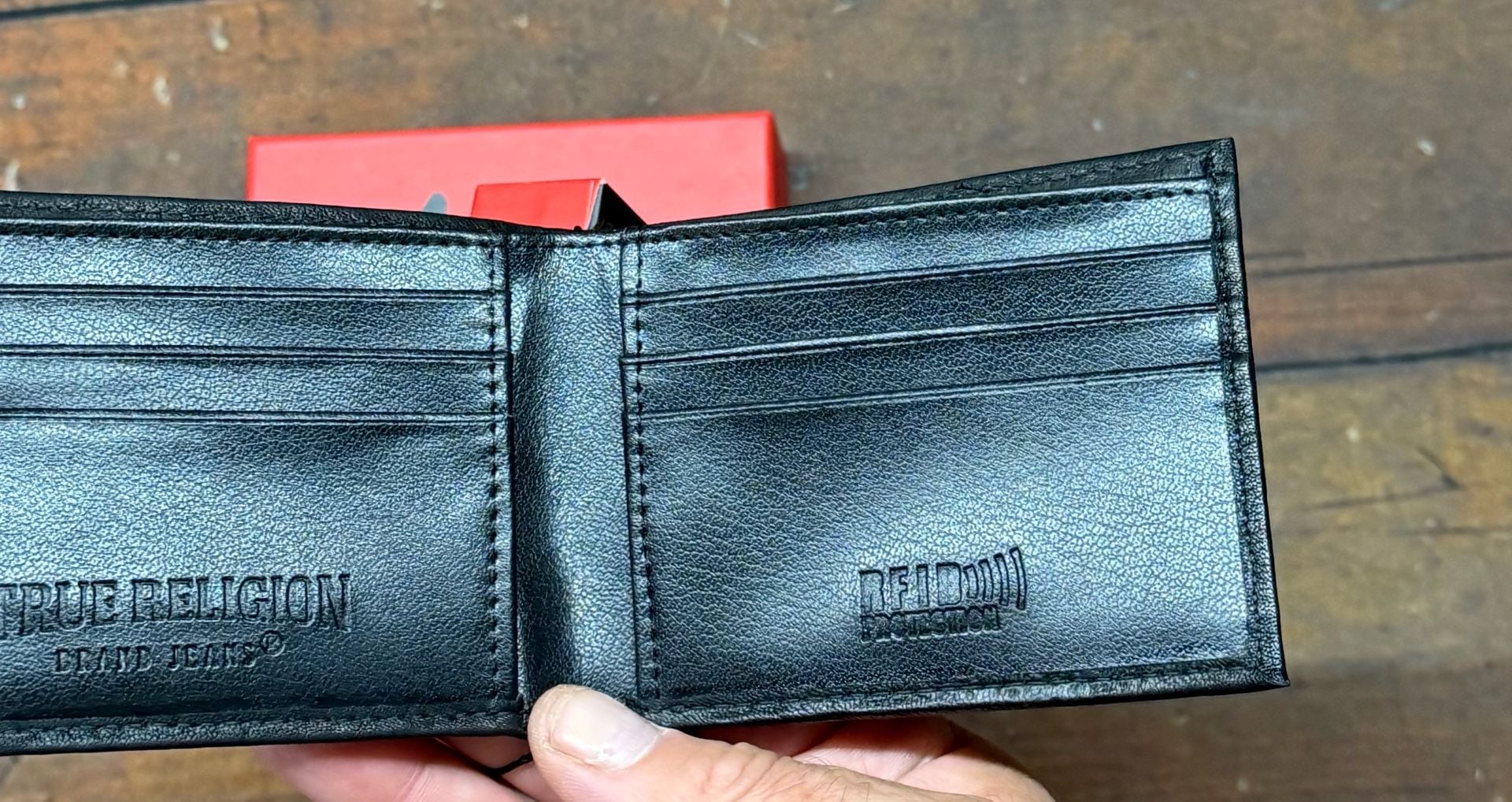 True Religion Sonny Leather Wallet Black Red New With Box 8