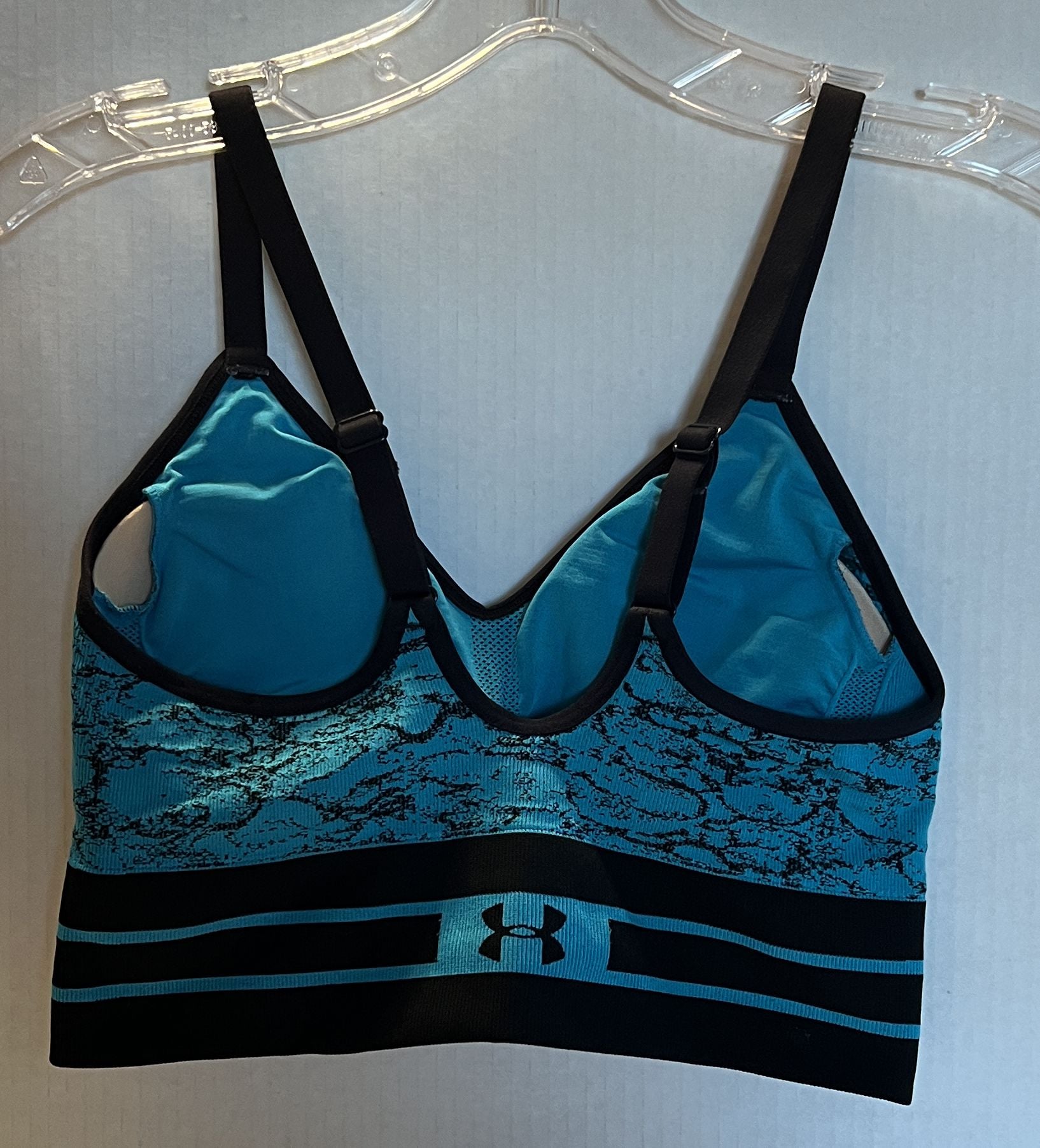 Under Armour Compression Sports Bra Size MD Blue Black Athletic 3