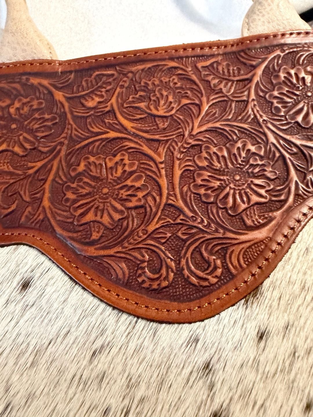 Trinity Ranch Handbag TR178G-8899TN Tooled Leather Cowhide Tote 7