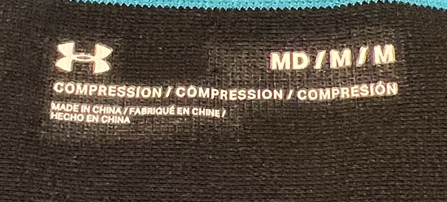 Under Armour Compression Sports Bra Size MD Blue Black Athletic 4