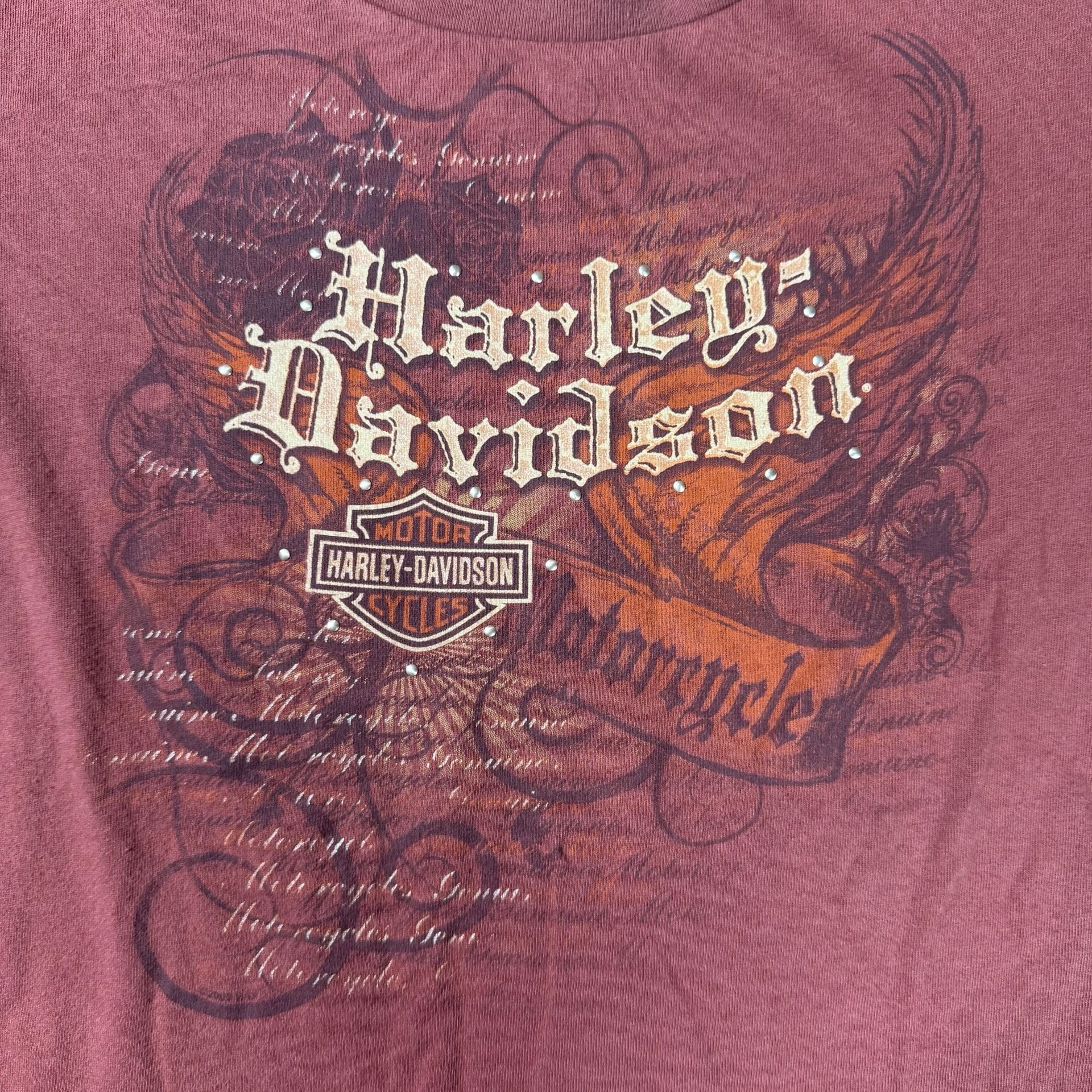 Y2K Harley Davidson St. Paul Long Sleeve T-Shirt Size S Rust Red 4