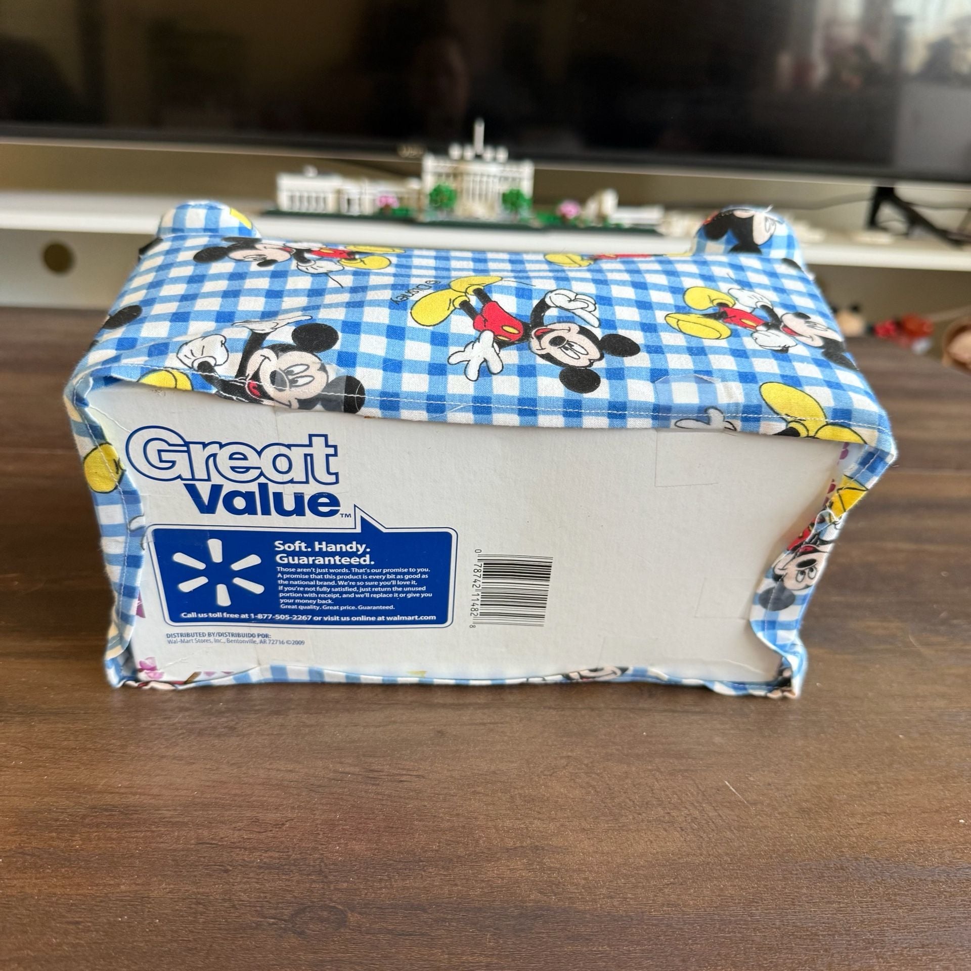 Disney Mickey Mouse Fabric Tissue Box Cover Blue Gingham 2