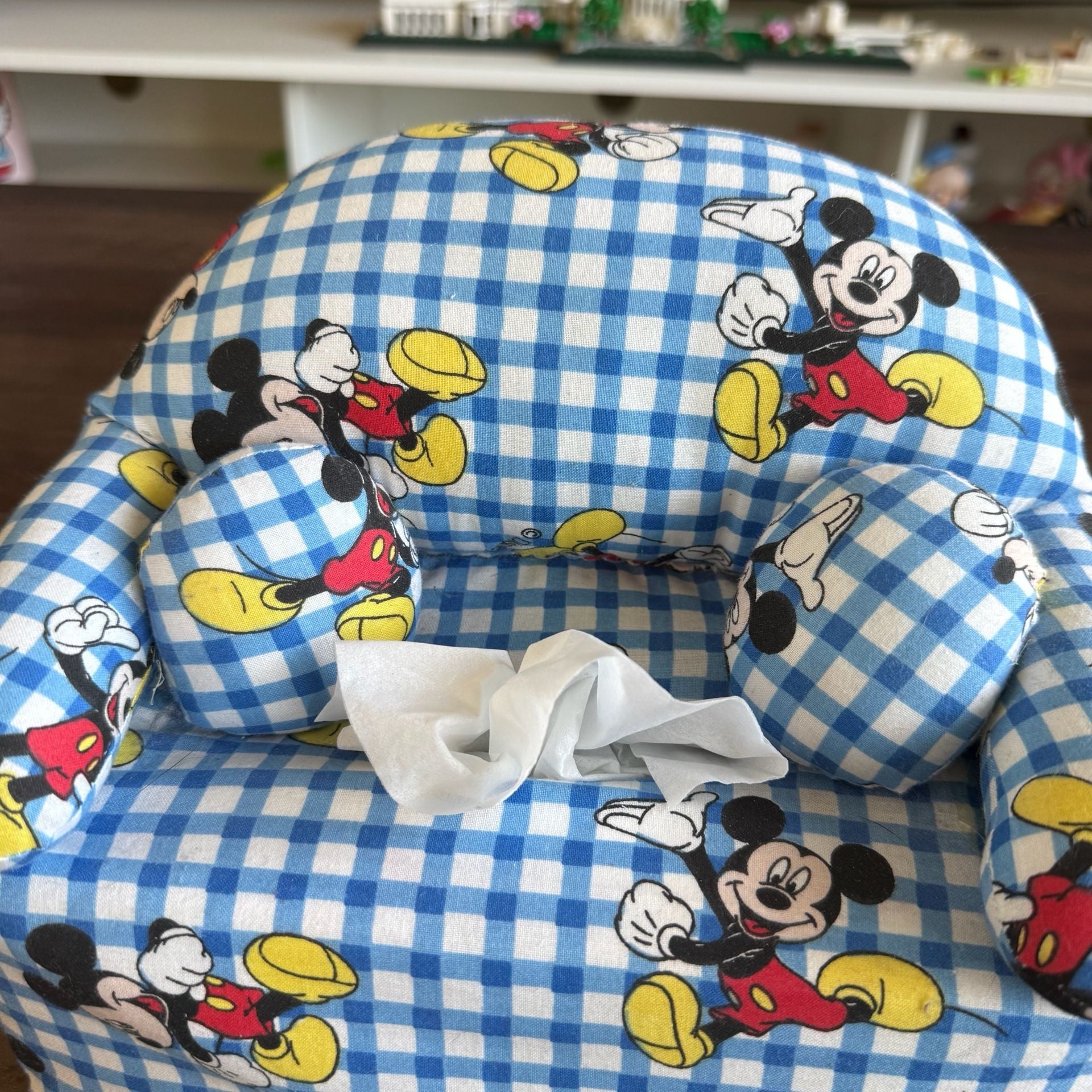 Disney Mickey Mouse Fabric Tissue Box Cover Blue Gingham 3