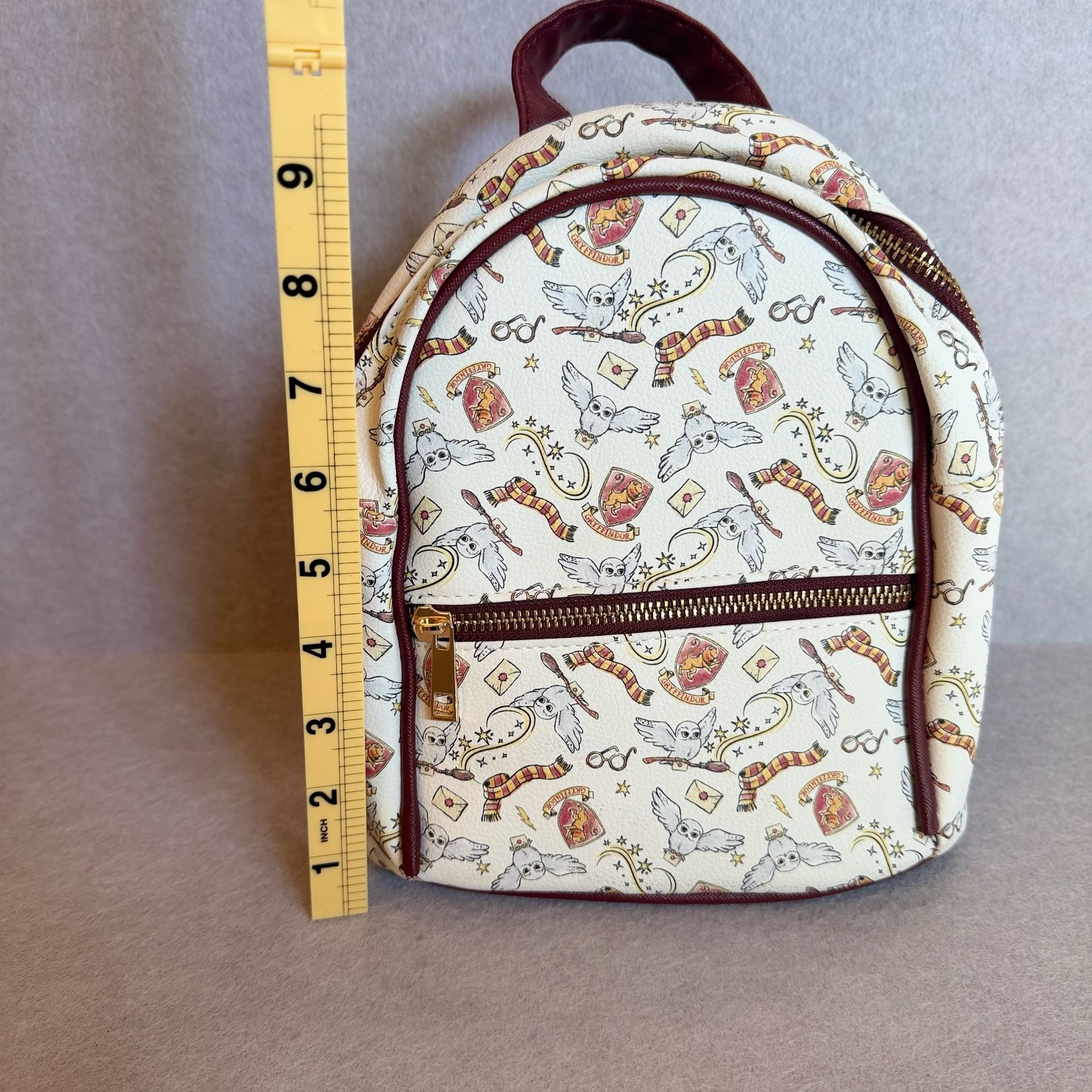 Harry Potter Gryffindor Hedwig Mini Backpack Cream Burgundy Cardholder Set 2