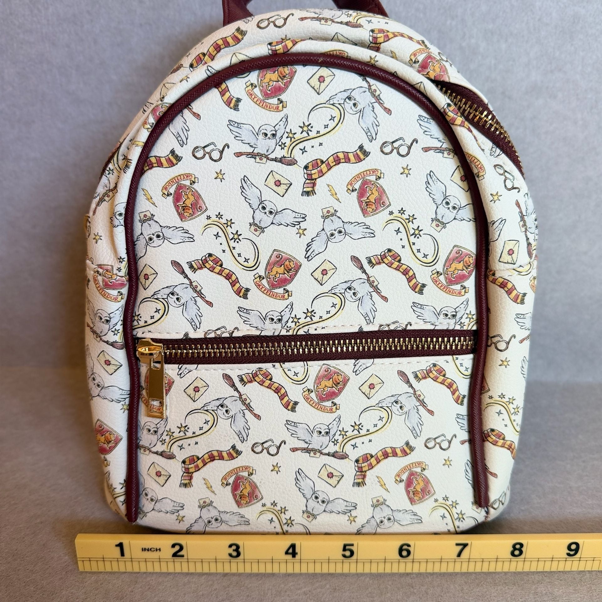 Harry Potter Gryffindor Hedwig Mini Backpack Cream Burgundy Cardholder Set 3