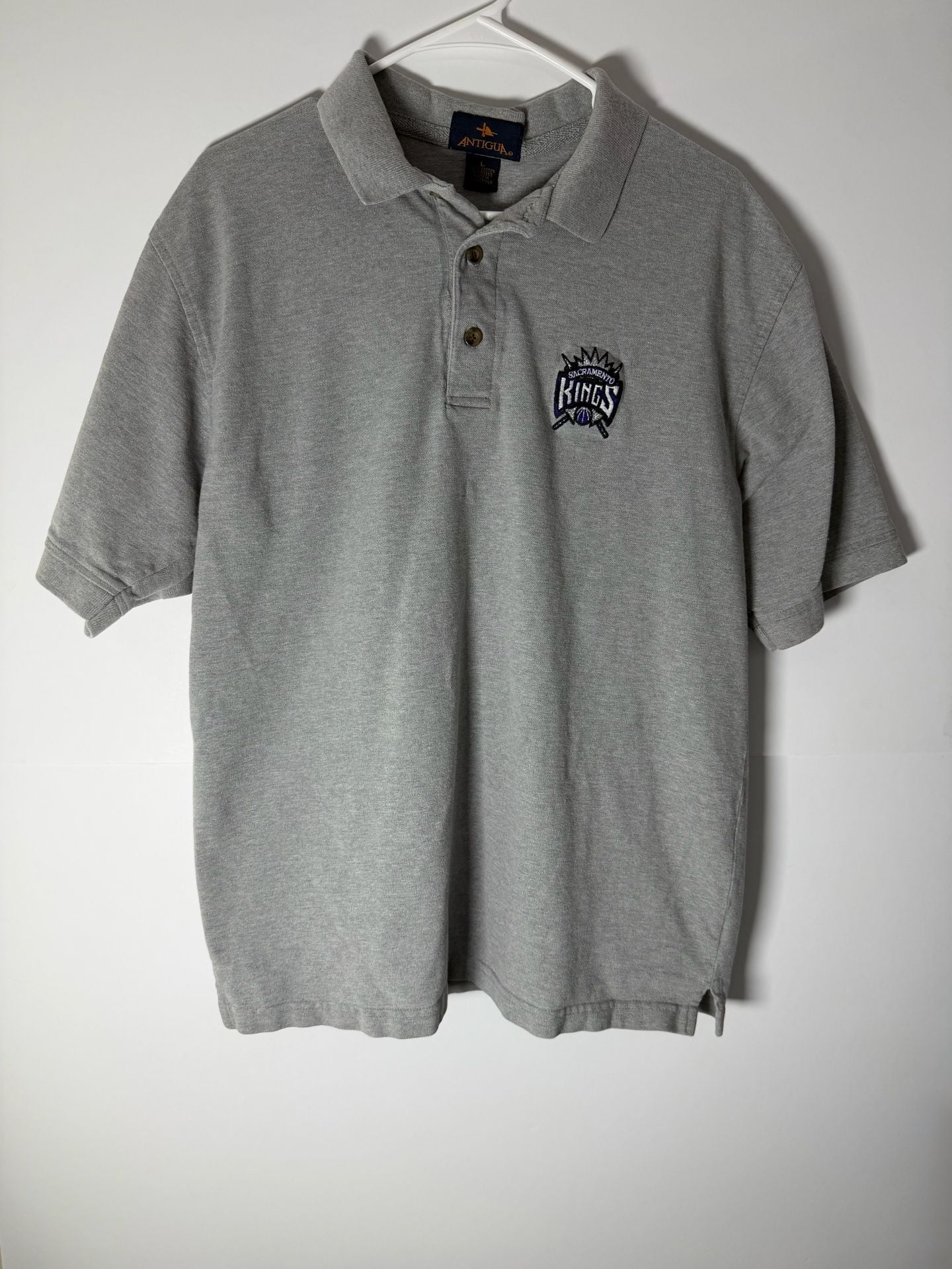 Vintage Antigua Sacramento Kings Polo Shirt Size L Gray Cotton 2