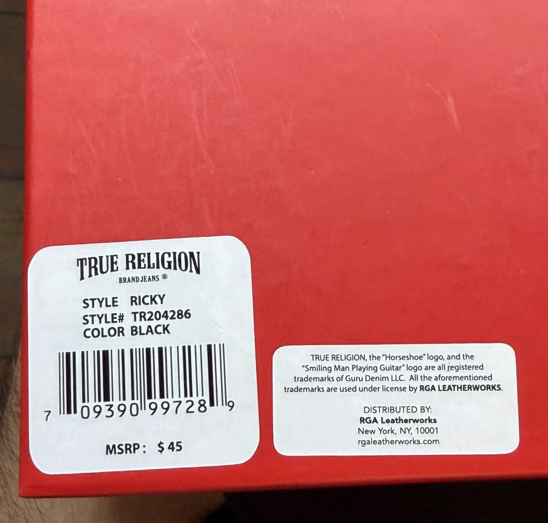 True Religion Black Leather Wallet With Red Stitching In Box 2