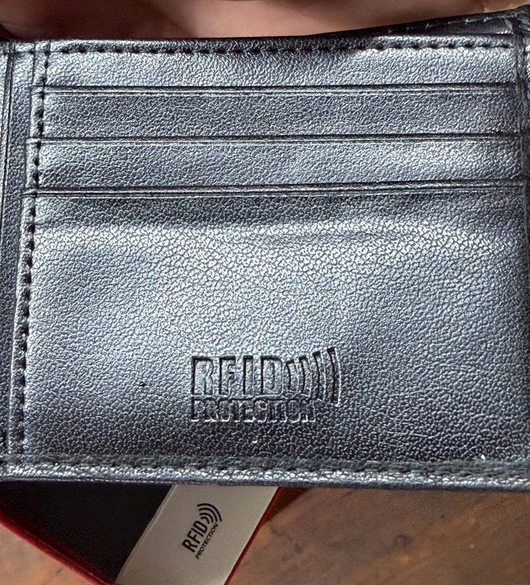 True Religion Black Leather Wallet With Red Stitching In Box 9